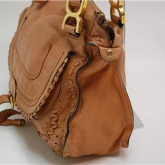 Auth Chloe Marcie Medium Shoulder Bag Leather Bron - Picture 14 of 16